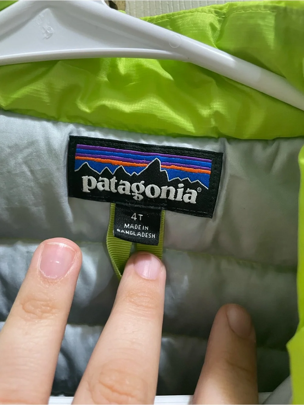 Patagonia Kids Neon Lime Puffer Jacket
